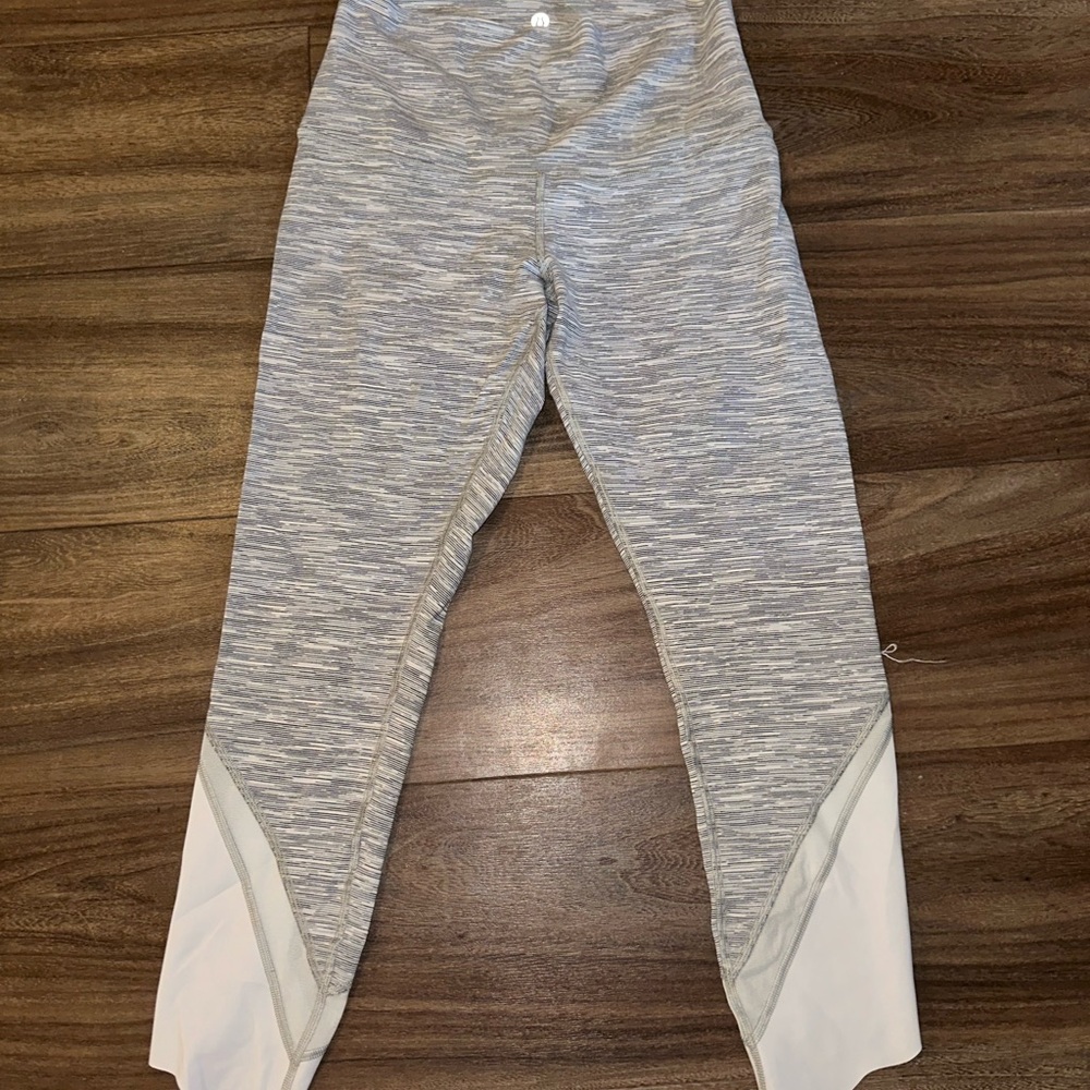 lululemon athletica Heathered Light Gray & White Leggings